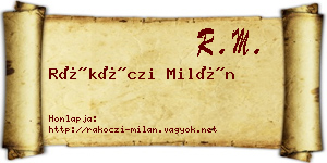 Rákóczi Milán névjegykártya