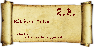 Rákóczi Milán névjegykártya